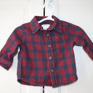 4/$20 Baby boy flannel button down shirt 6 months
